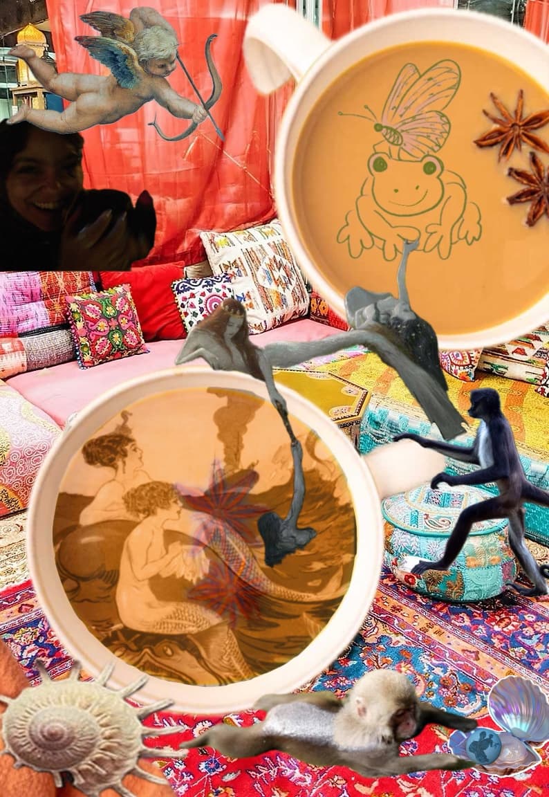 mermaids swim in chai tea while our founder takes photos 